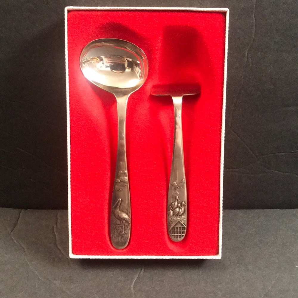 Antique Mema EPNS Sweden Goose & Goslings spoons
